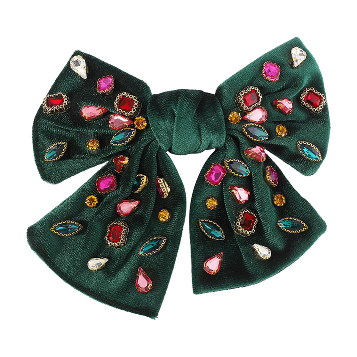 F2786 Rhinestone Velvet Bowknot Barrette Hair Clip