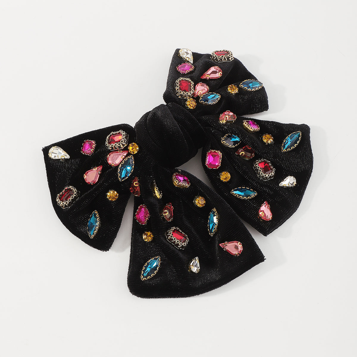 F2786 Rhinestone Velvet Bowknot Barrette Hair Clip