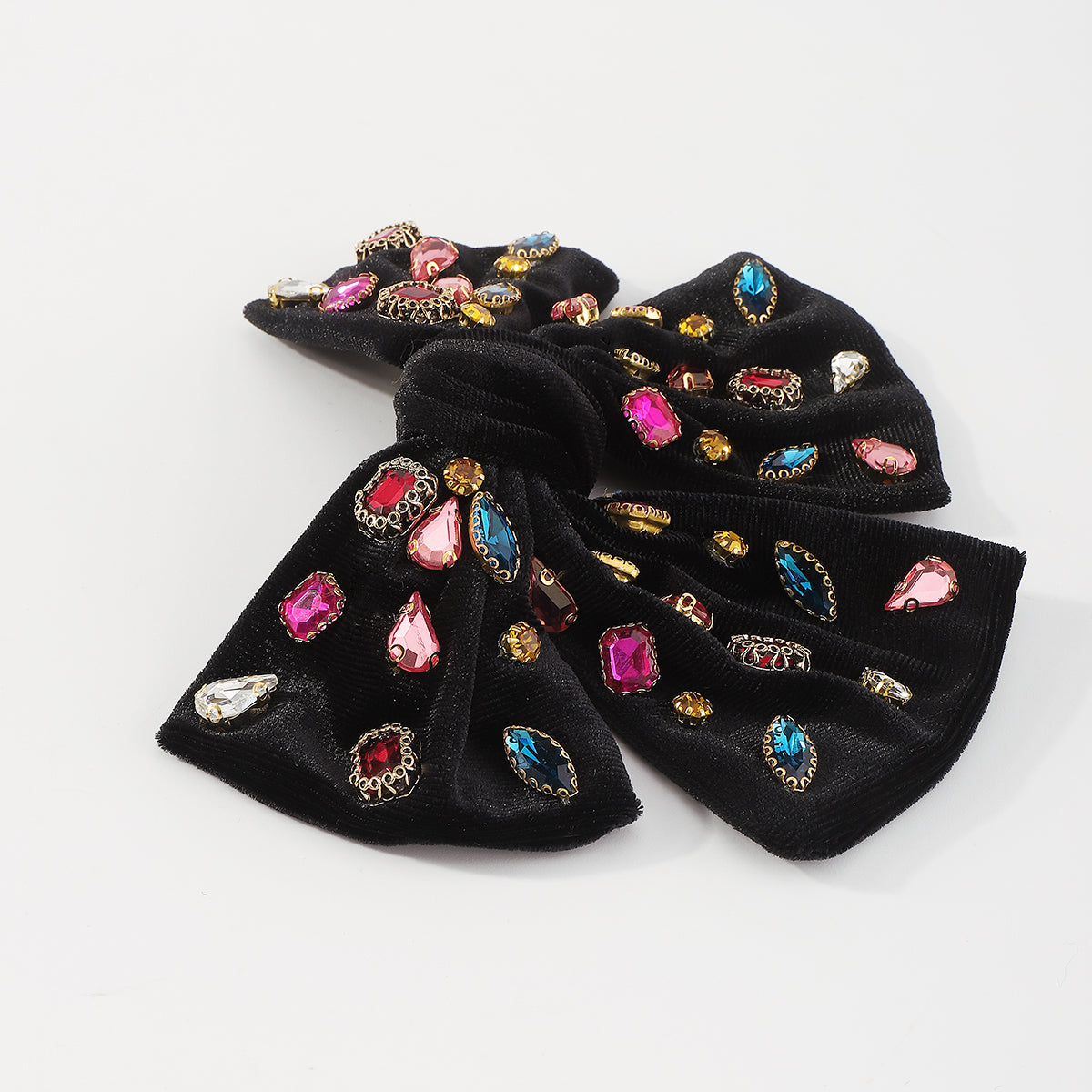 F2786 Rhinestone Velvet Bowknot Barrette Hair Clip