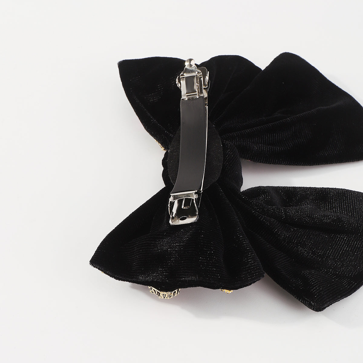 F2786 Rhinestone Velvet Bowknot Barrette Hair Clip