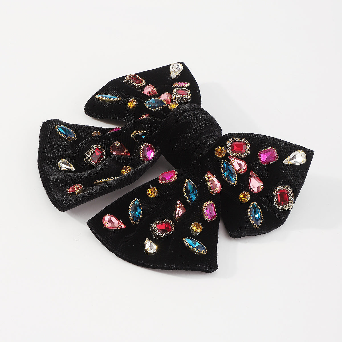 F2786 Rhinestone Velvet Bowknot Barrette Hair Clip