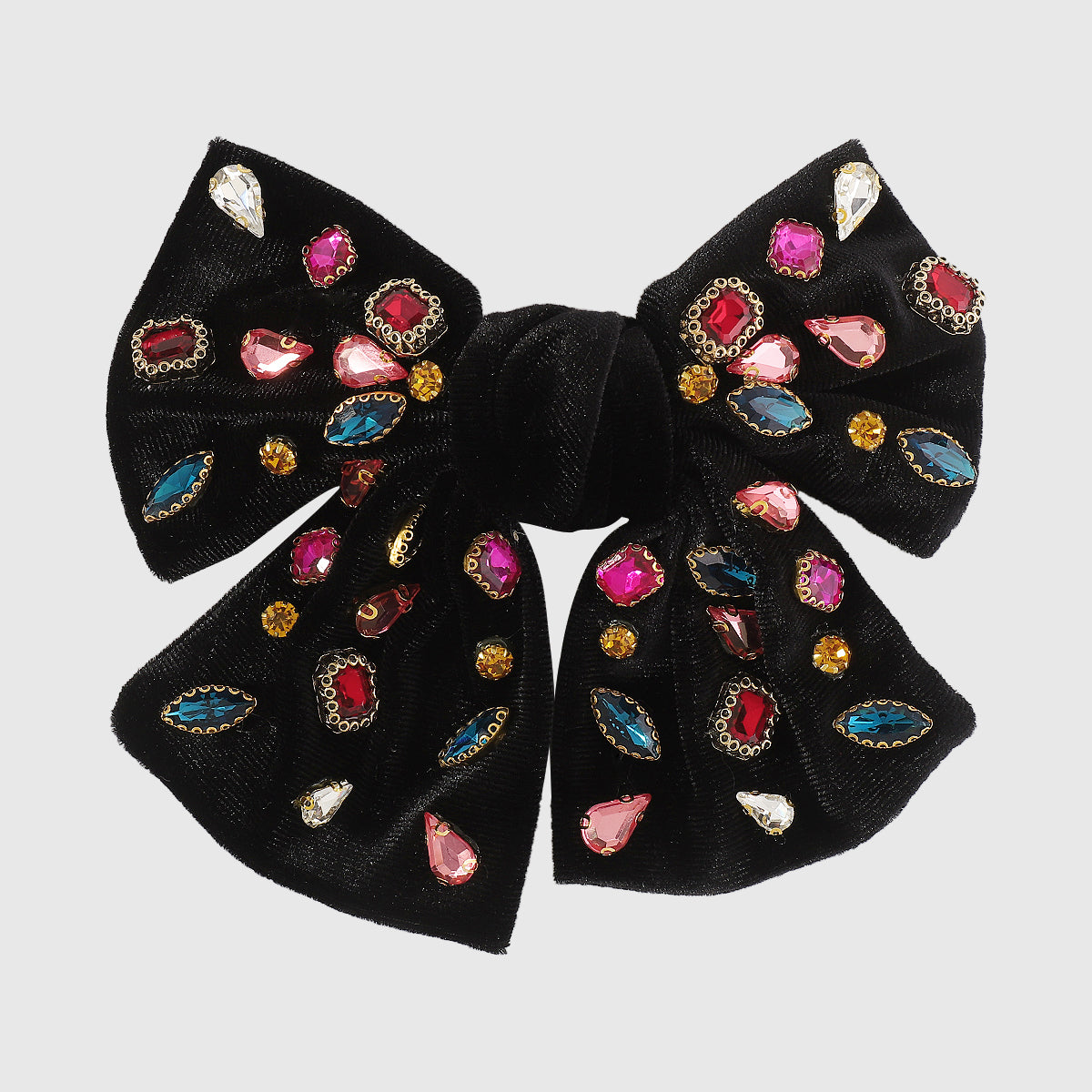 F2786 Rhinestone Velvet Bowknot Barrette Hair Clip