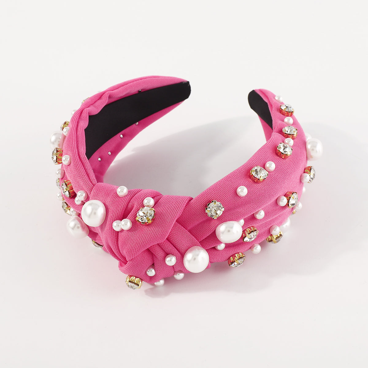 F4840 Luxury Rhinestone Pearl TopKnot Baroque Headband