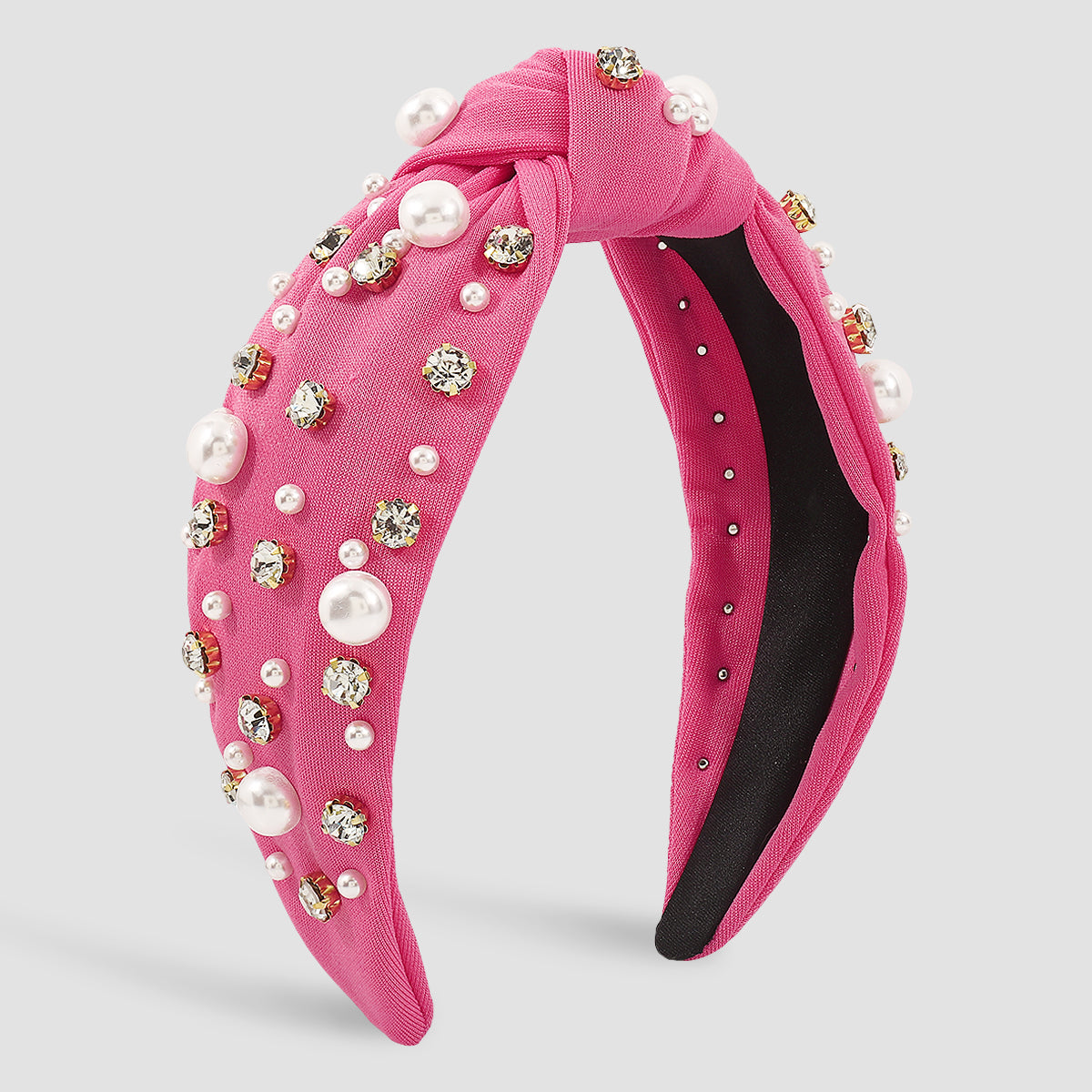 F4840 Luxury Rhinestone Pearl TopKnot Baroque Headband