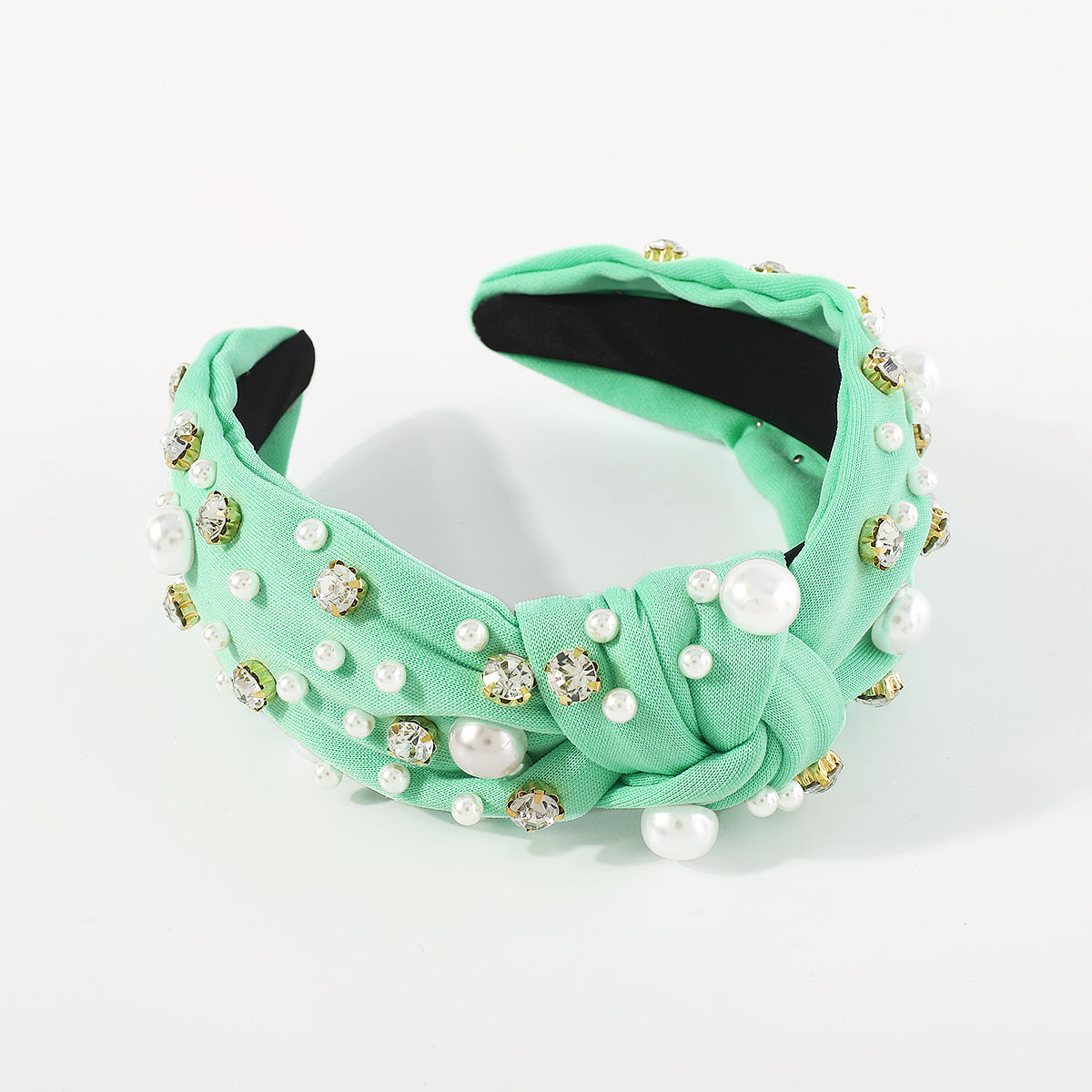 F4840 Luxury Rhinestone Pearl TopKnot Baroque Headband