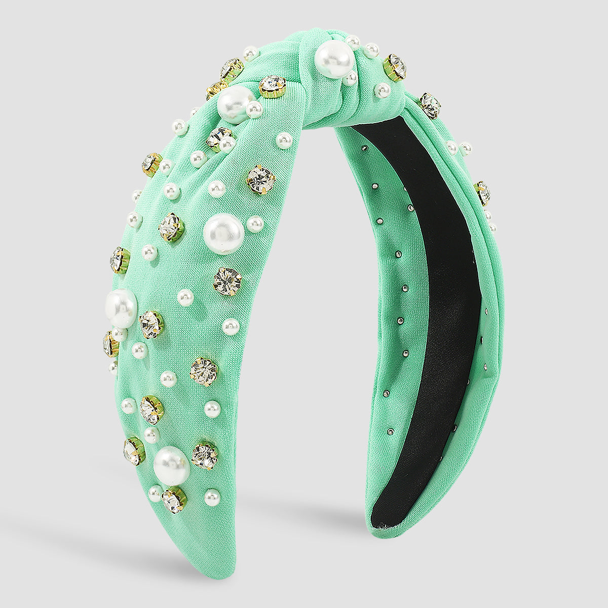 F4840 Luxury Rhinestone Pearl TopKnot Baroque Headband