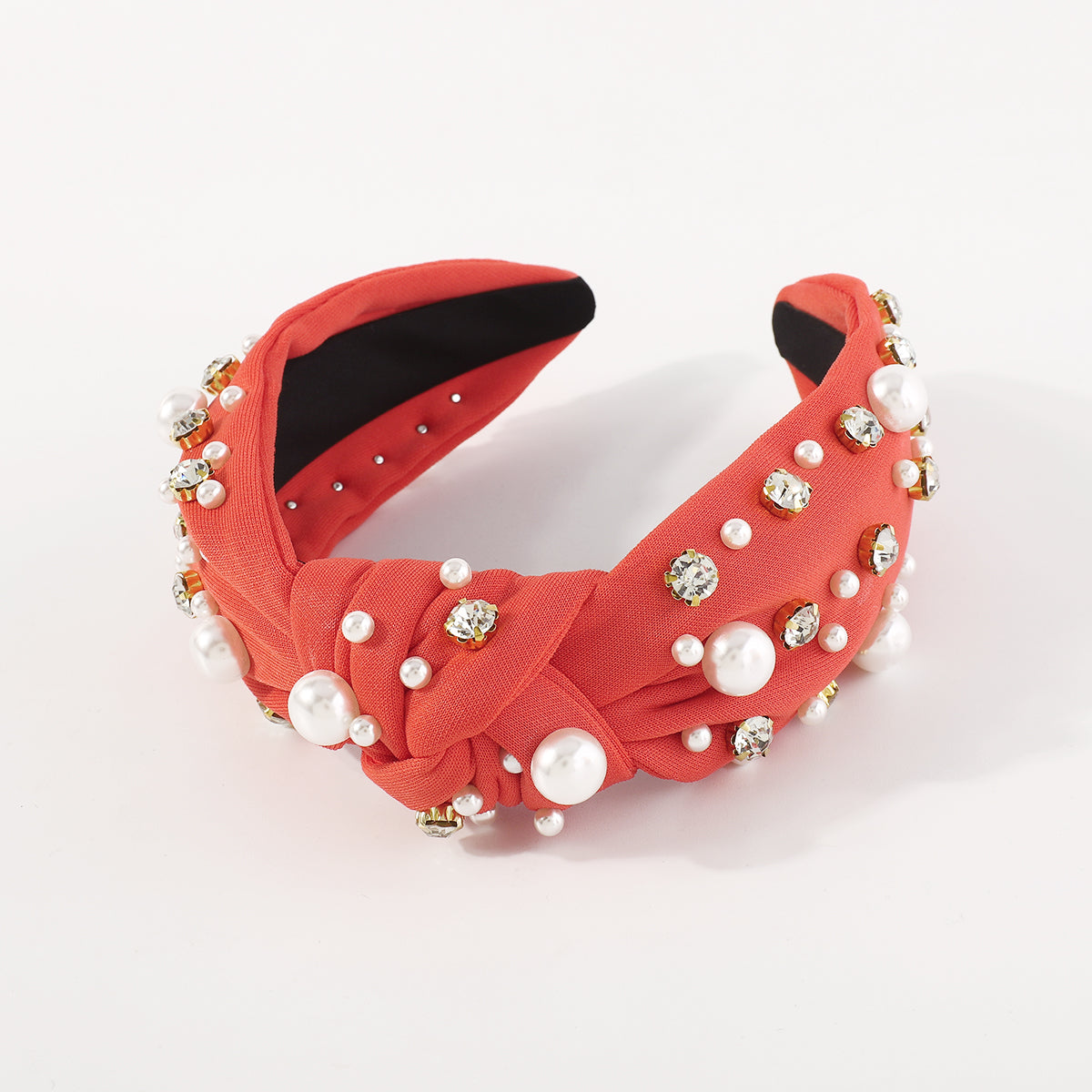 F4840 Luxury Rhinestone Pearl TopKnot Baroque Headband