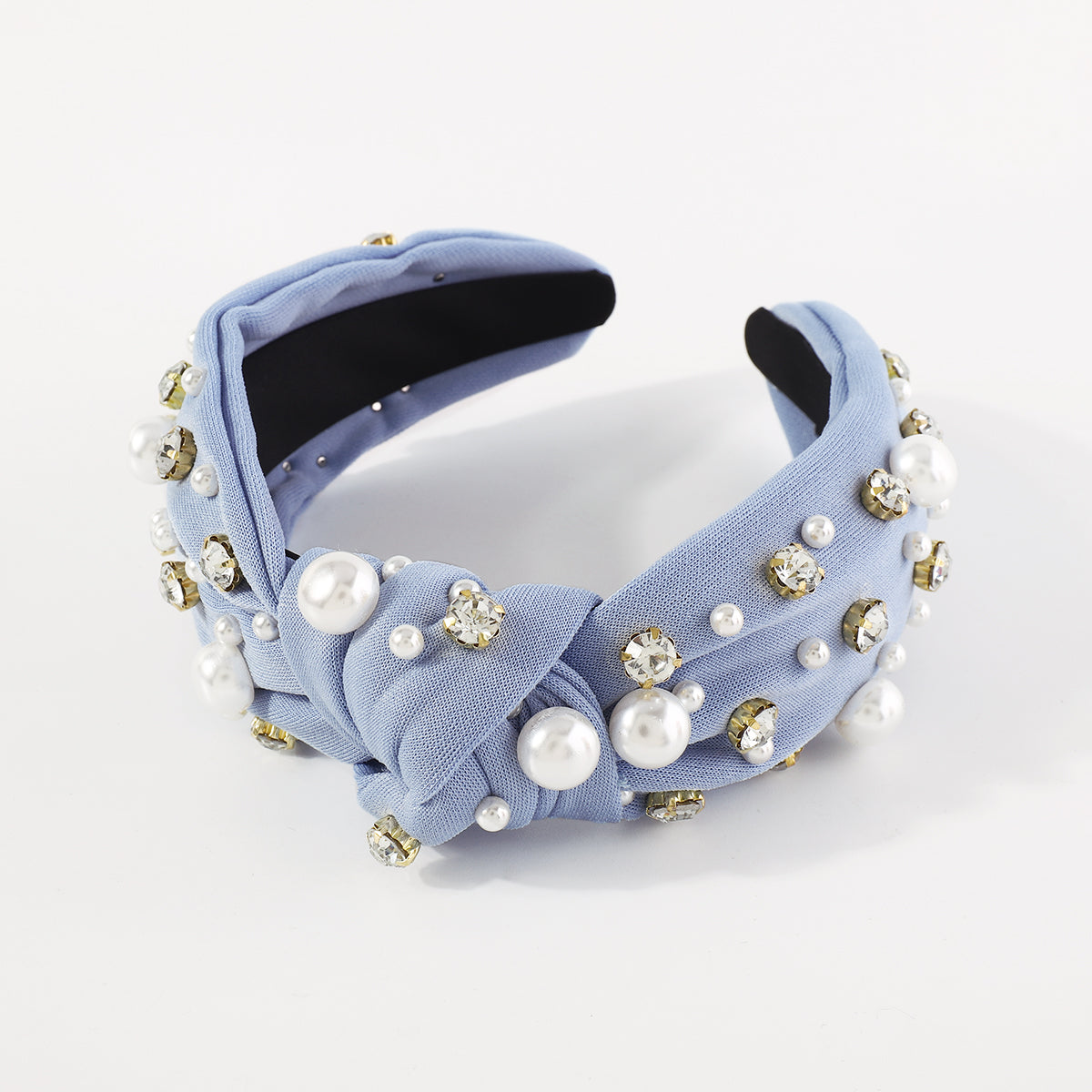 F4840 Luxury Rhinestone Pearl TopKnot Baroque Headband