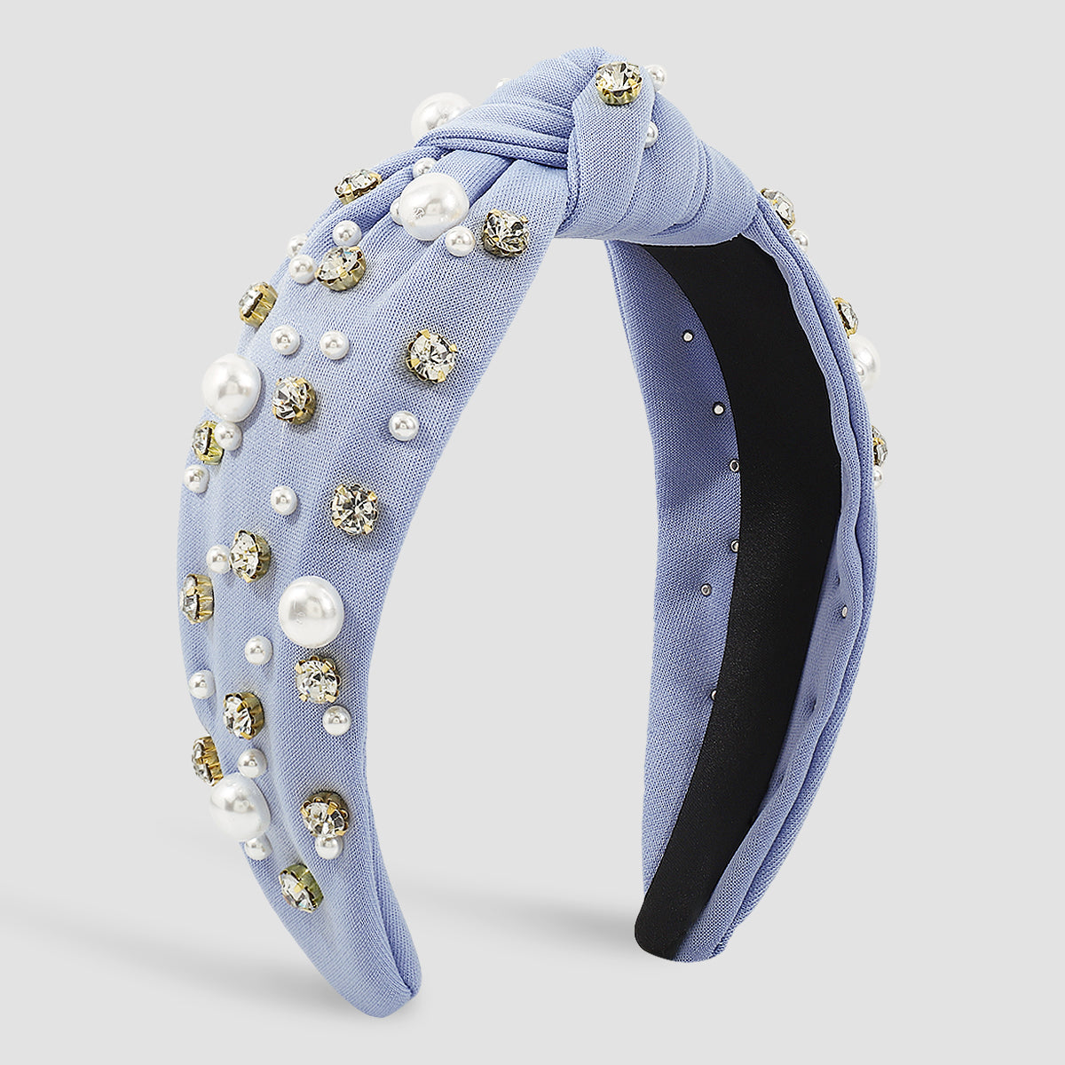 F4840 Luxury Rhinestone Pearl TopKnot Baroque Headband