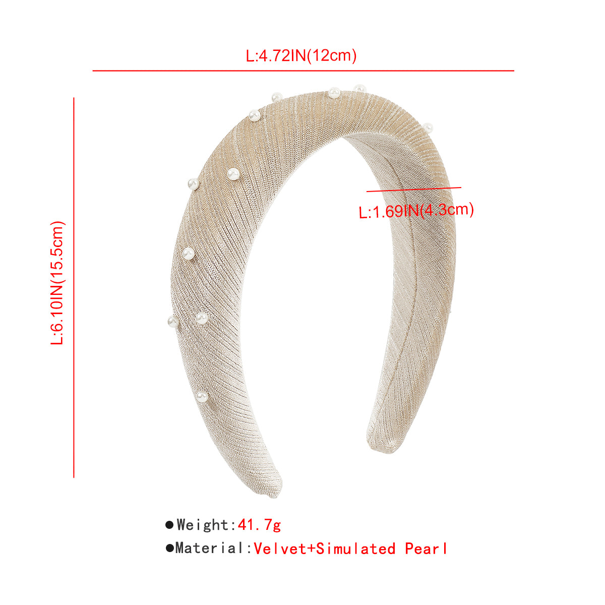 F4978 Velvet w/Pearls Padded Sponge Headbands