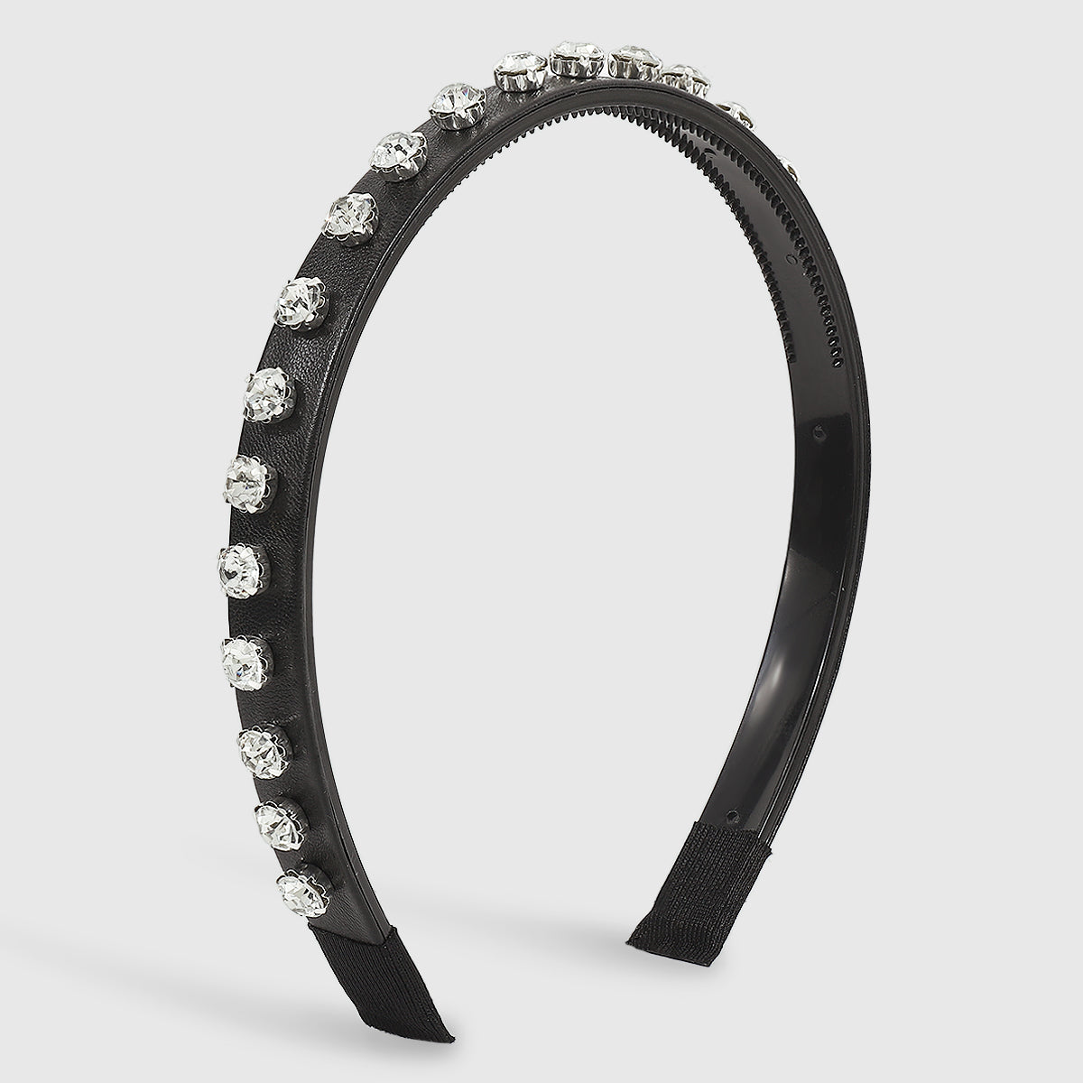 F5020 Vegan Leather Large Crystal Headband
