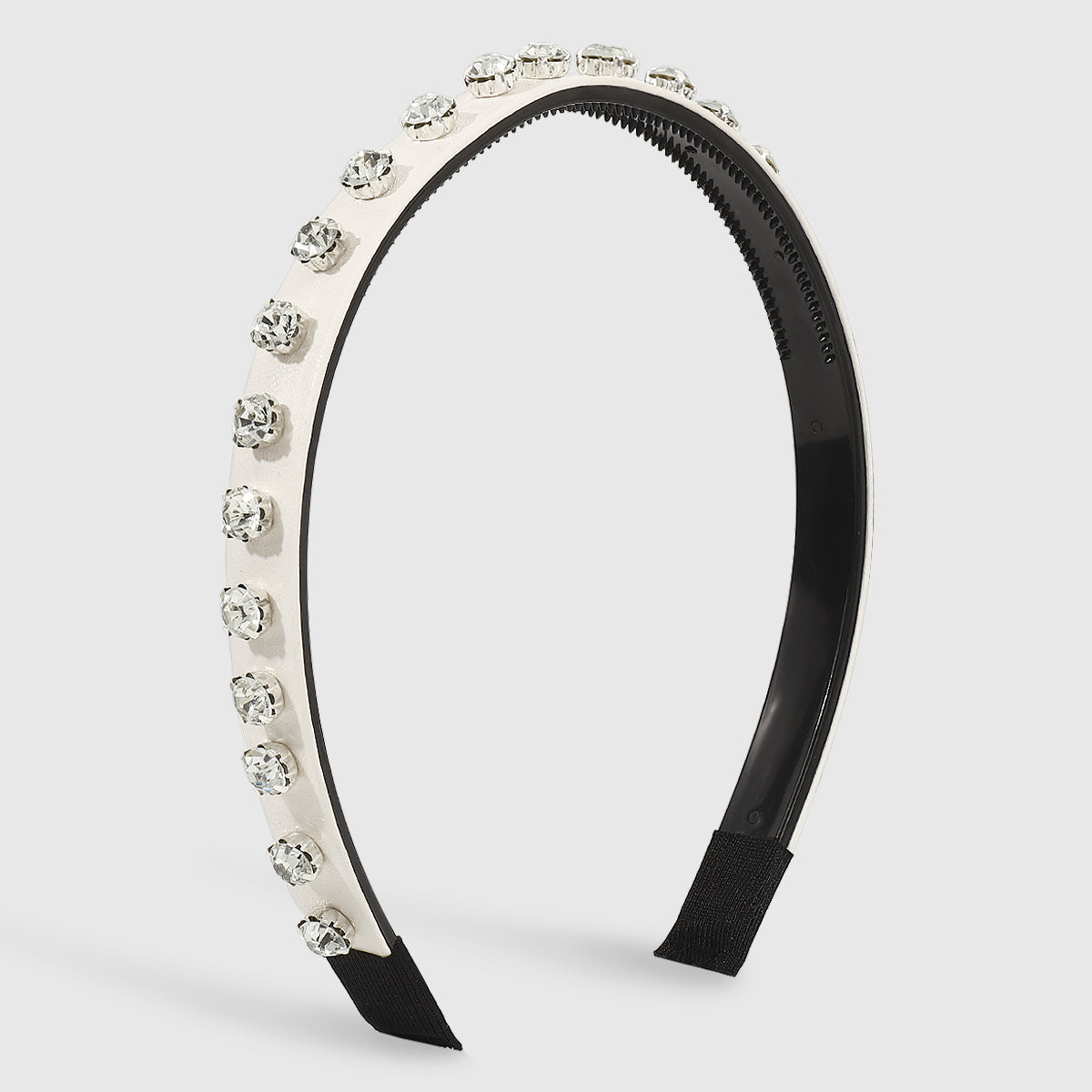 F5020 Vegan Leather Large Crystal Headband