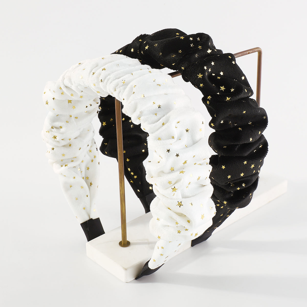 F5048 Gold Star Foil Stamped Velvet Folded Headbands