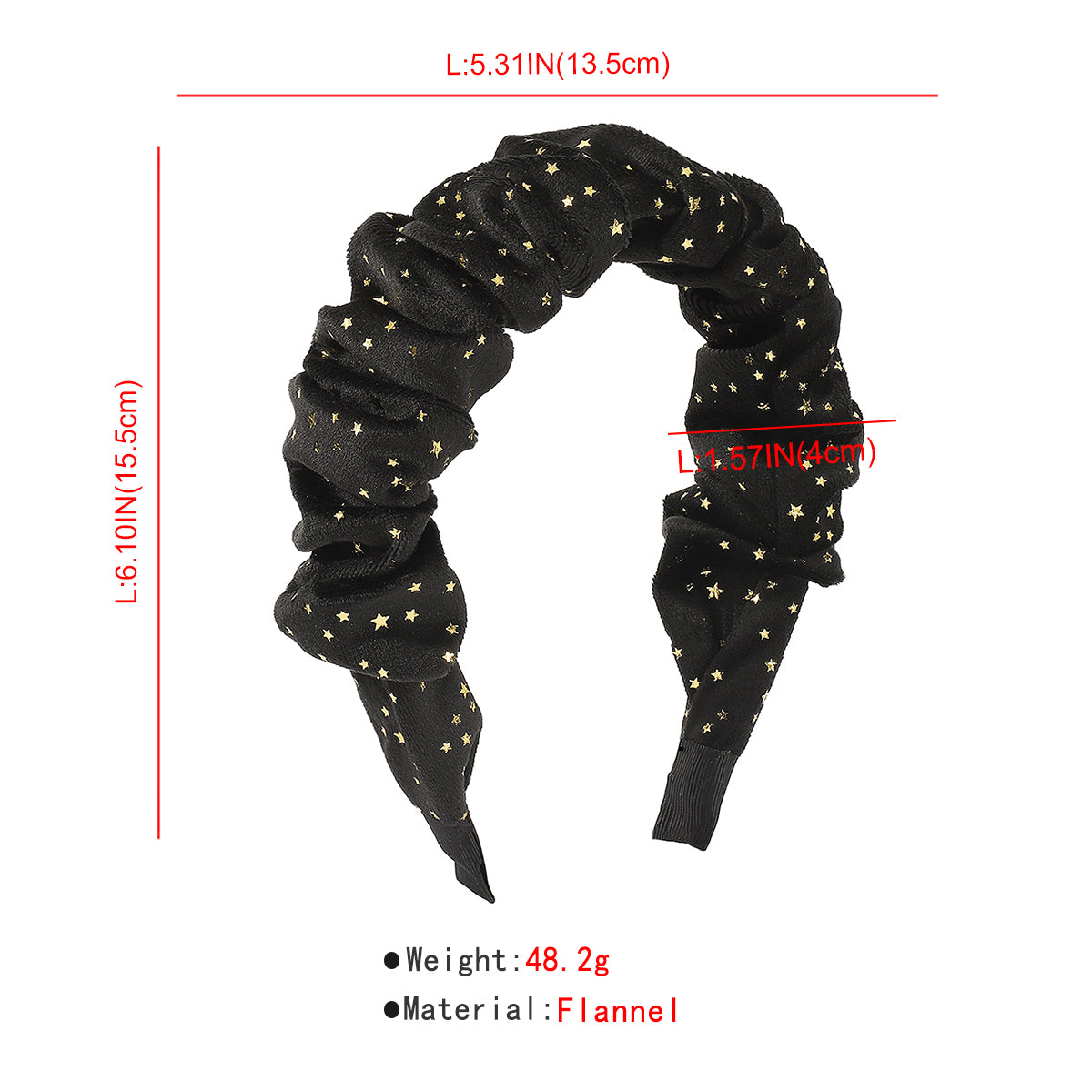 F5048 Gold Star Foil Stamped Velvet Folded Headbands