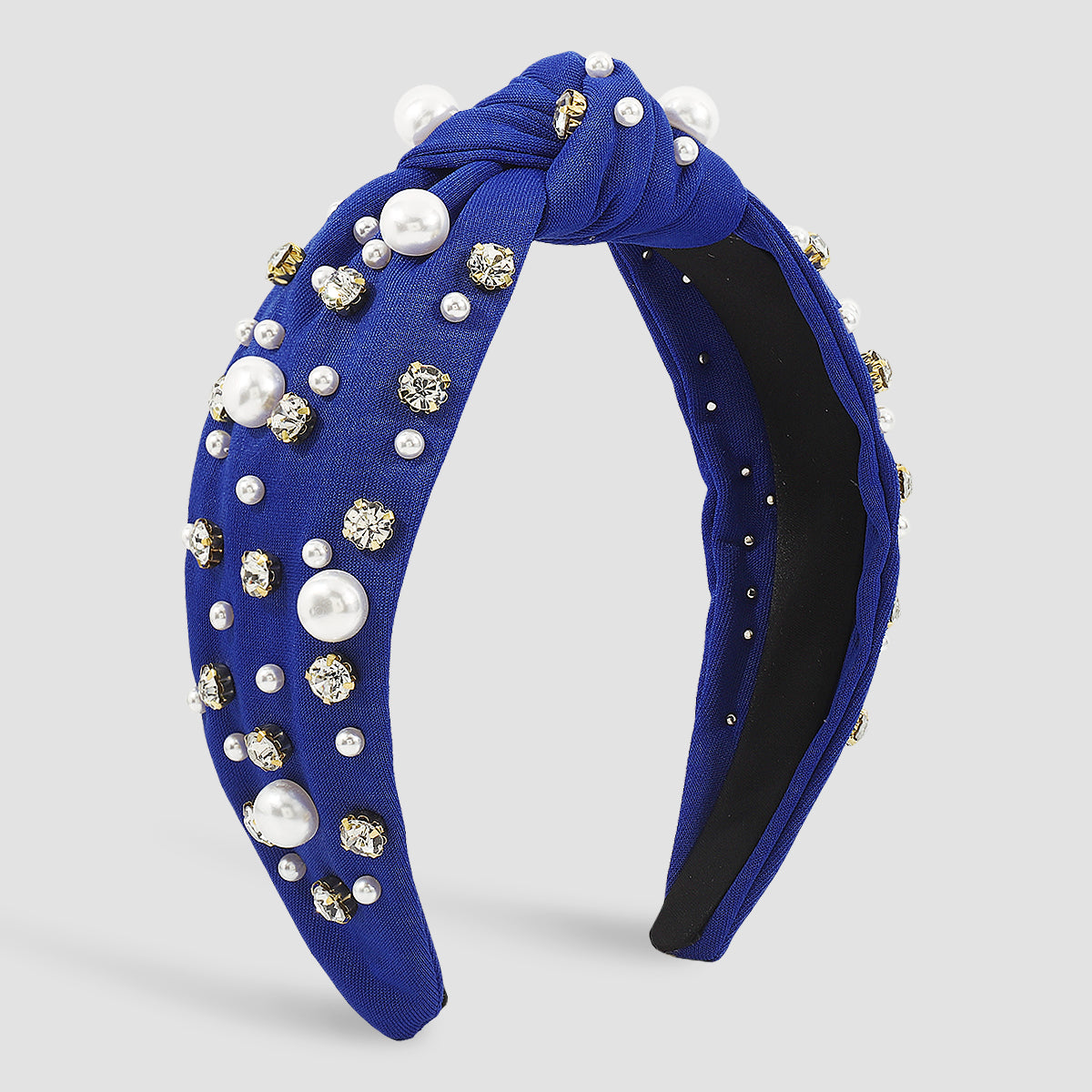 F4840 Luxury Rhinestone Pearl TopKnot Baroque Headband