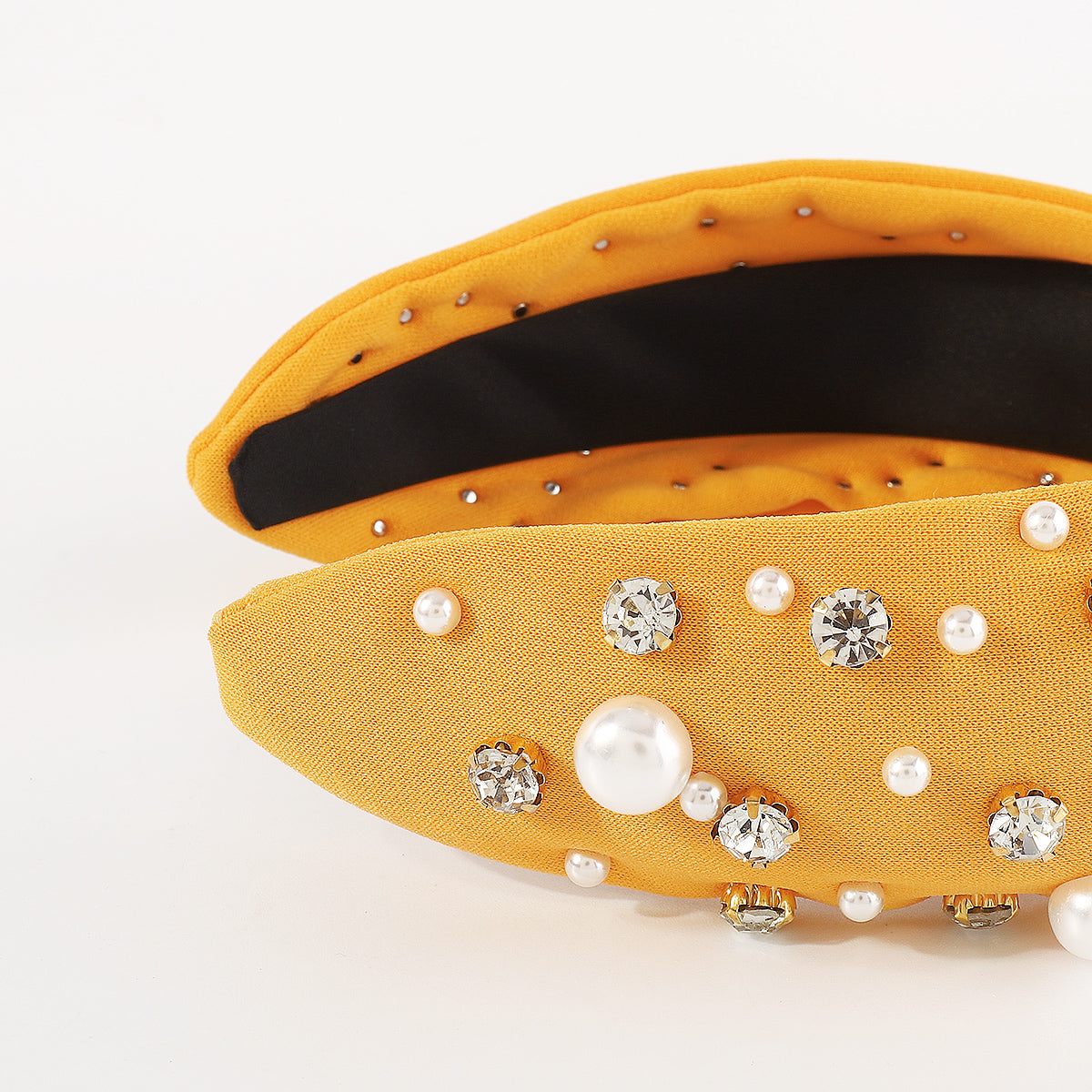 F4840 Luxury Rhinestone Pearl TopKnot Baroque Headband