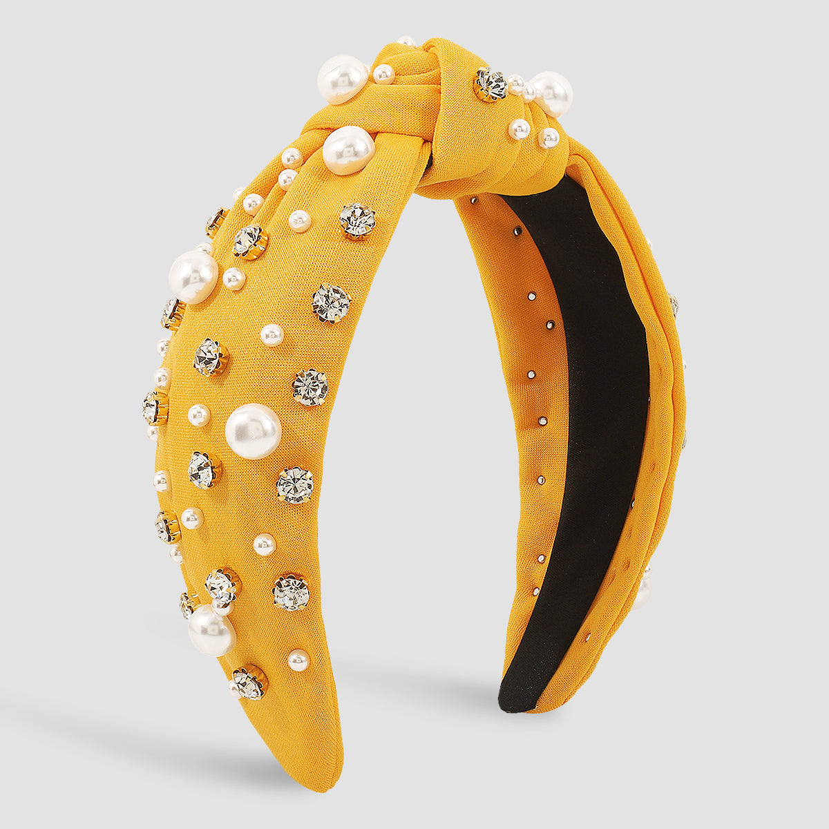 F4840 Luxury Rhinestone Pearl TopKnot Baroque Headband