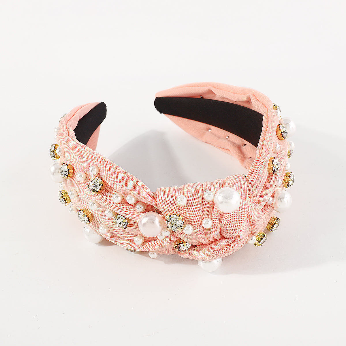 F4840 Luxury Rhinestone Pearl TopKnot Baroque Headband