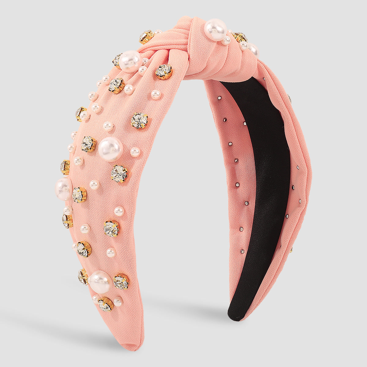 F4840 Luxury Rhinestone Pearl TopKnot Baroque Headband