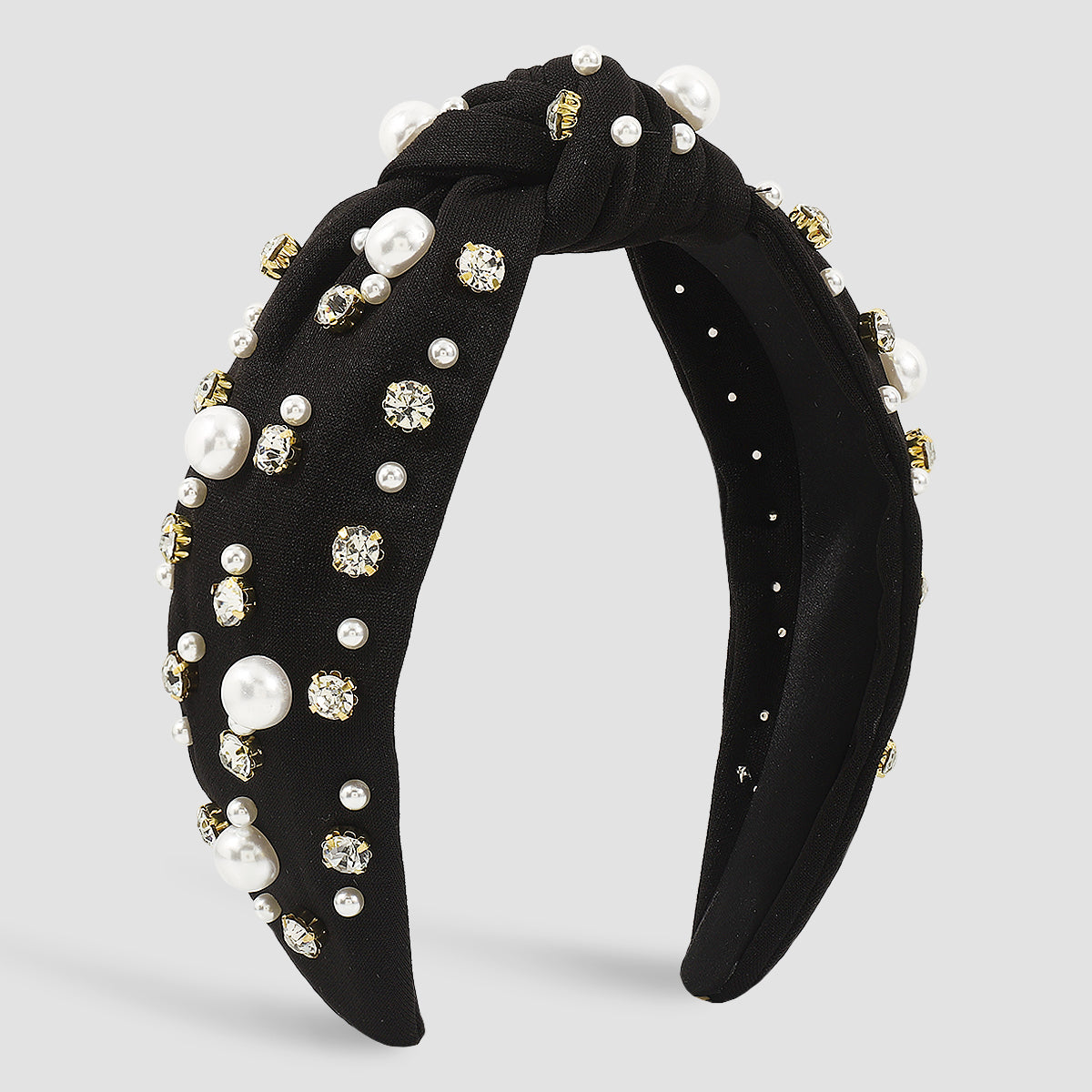 F4840 Luxury Rhinestone Pearl TopKnot Baroque Headband