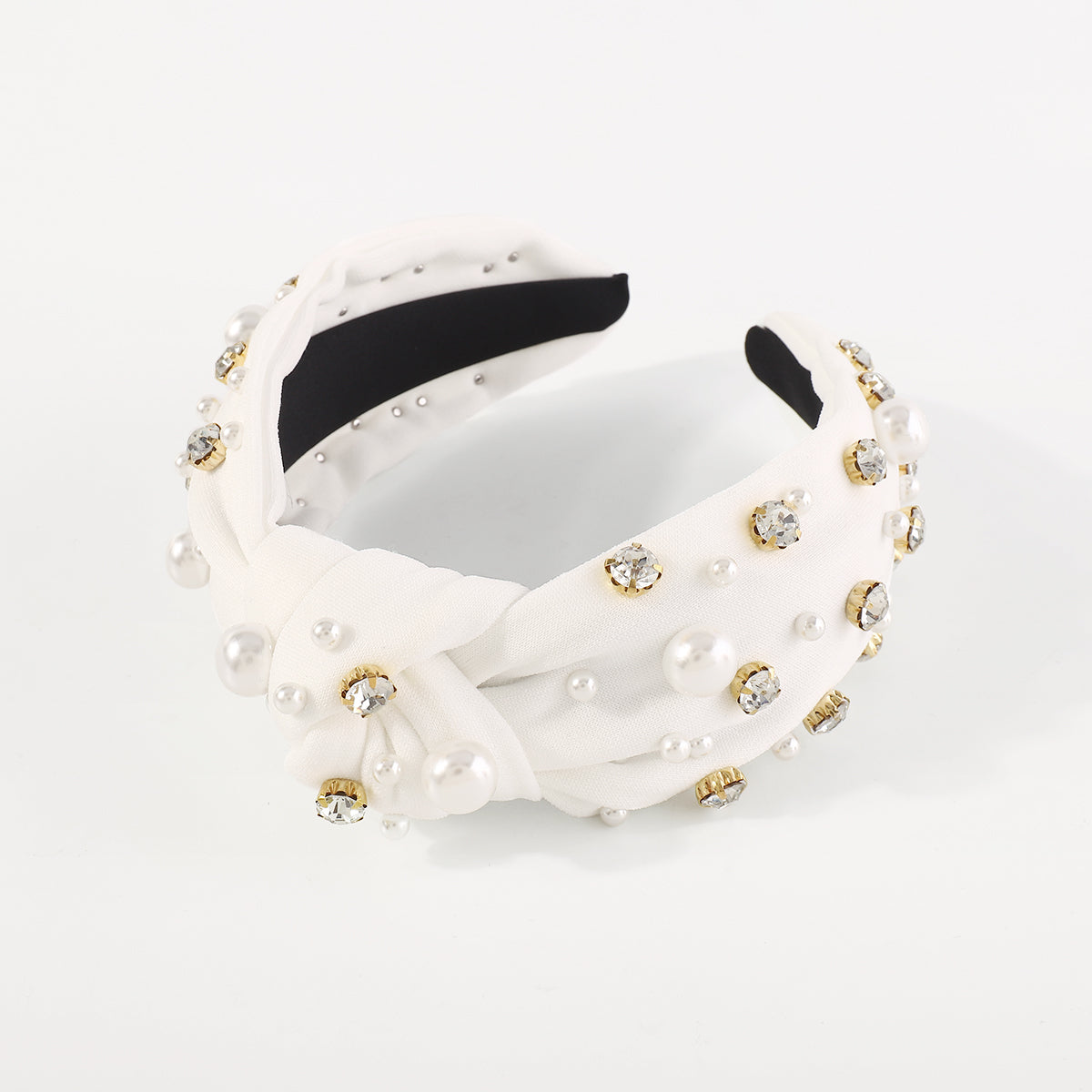 F4840 Luxury Rhinestone Pearl TopKnot Baroque Headband