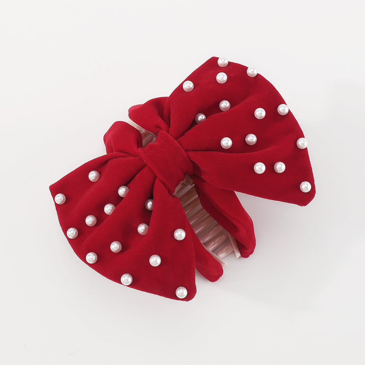 F5263 Full Pearls Big Bow Hair Claw Clips