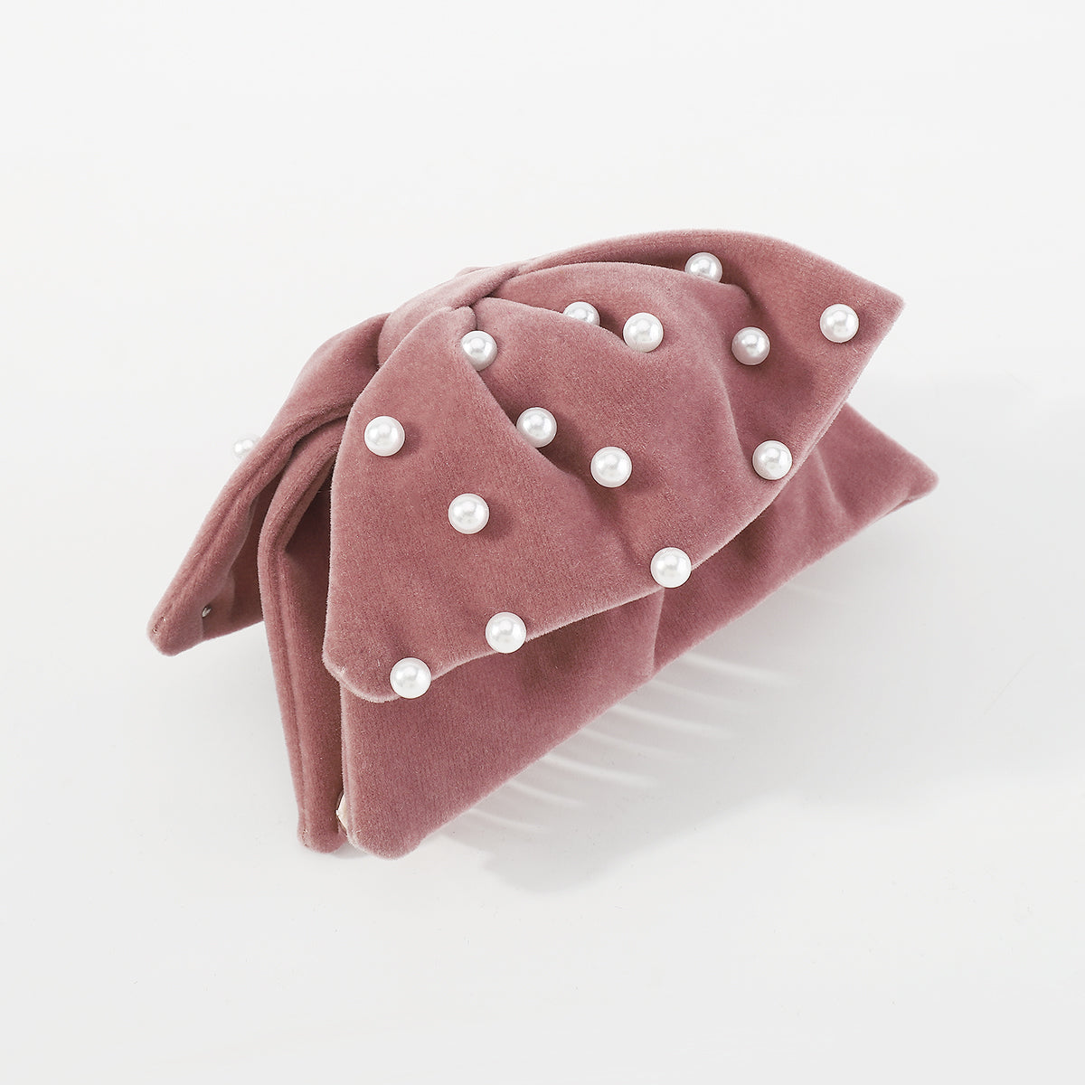 F5263 Full Pearls Big Bow Hair Claw Clips
