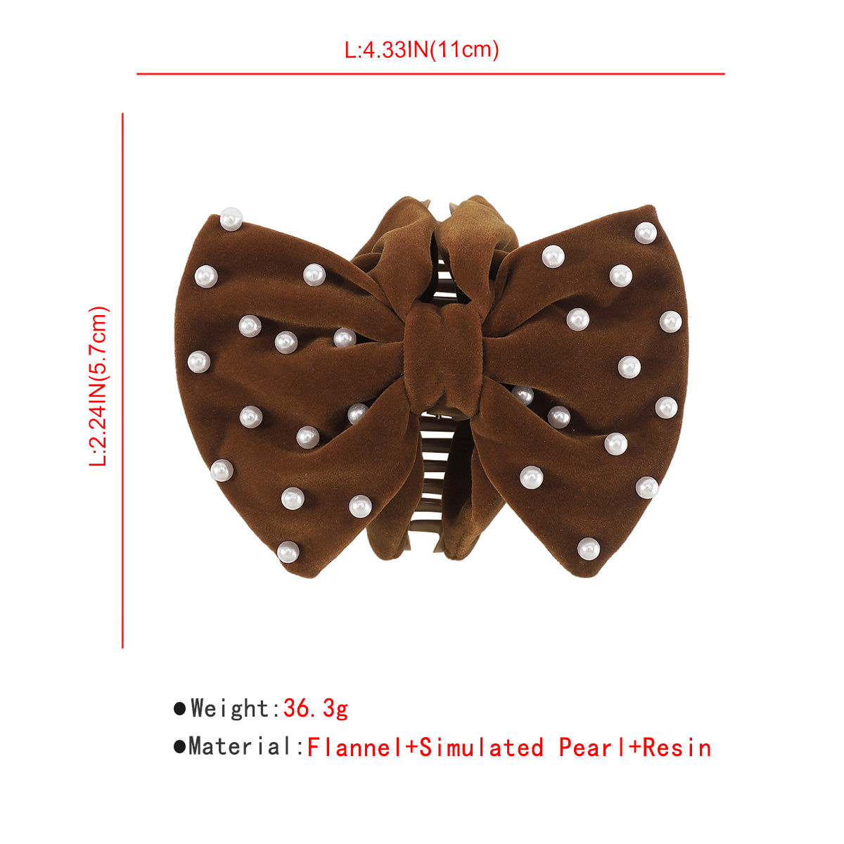 F5263 Full Pearls Big Bow Hair Claw Clips