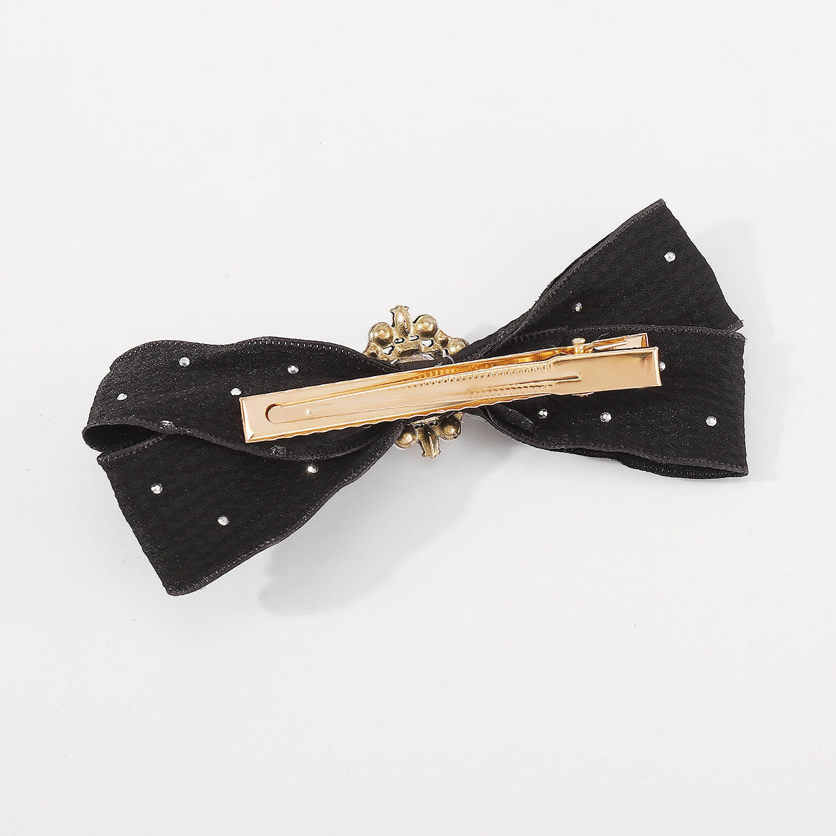 F5546 Medium Size Rhinestone Pearl Bow Barrettes Clips