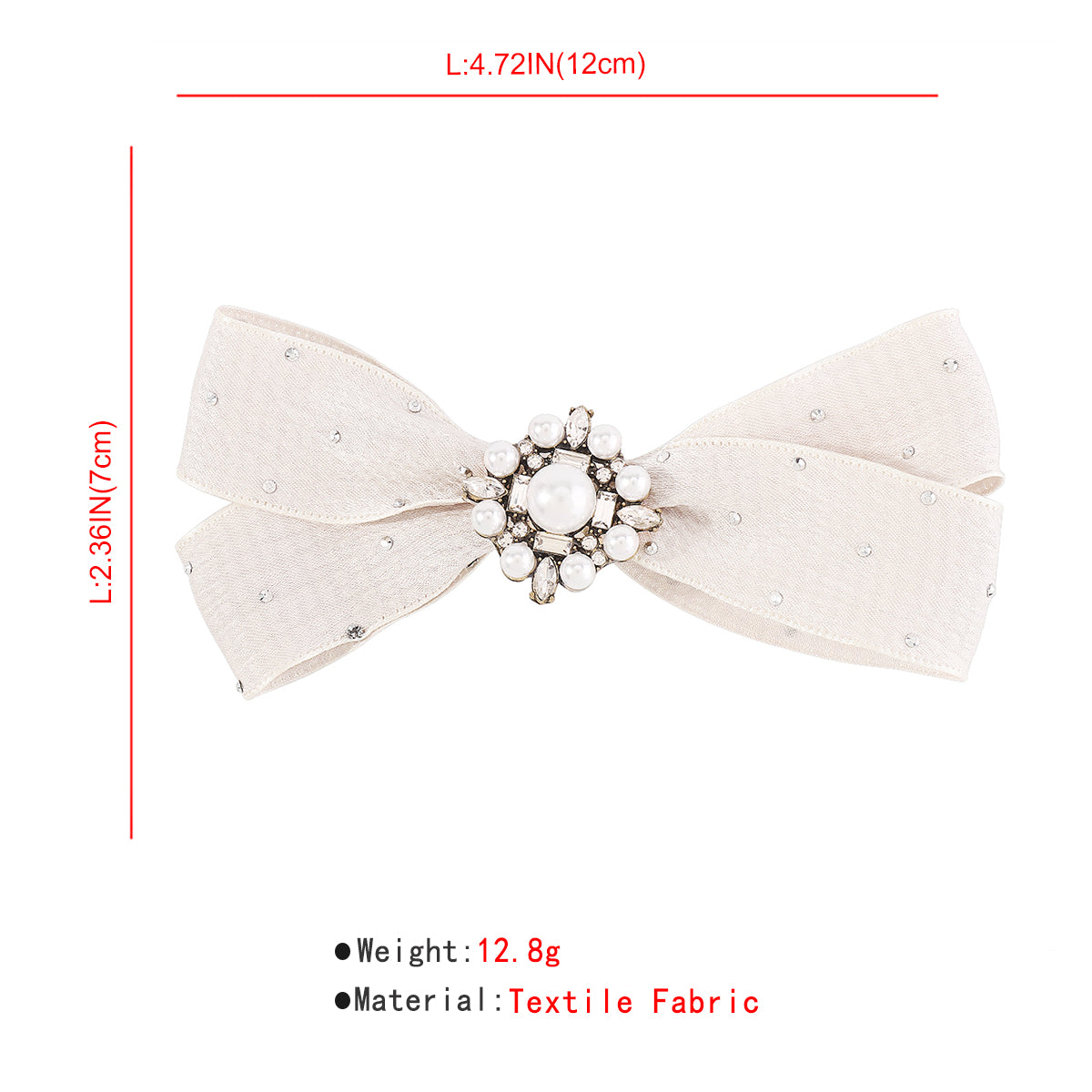 F5546 Medium Size Rhinestone Pearl Bow Barrettes Clips