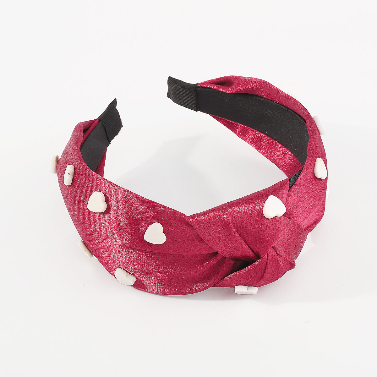 F5624 Mother's Day Satin w/Resin Heart Topknot Headband