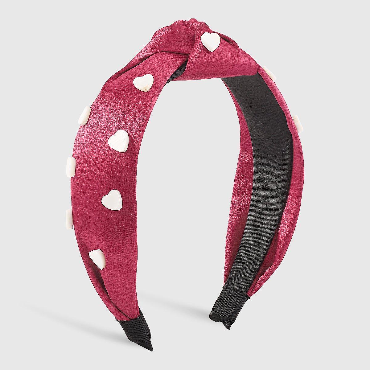 F5624 Mother's Day Satin w/Resin Heart Topknot Headband