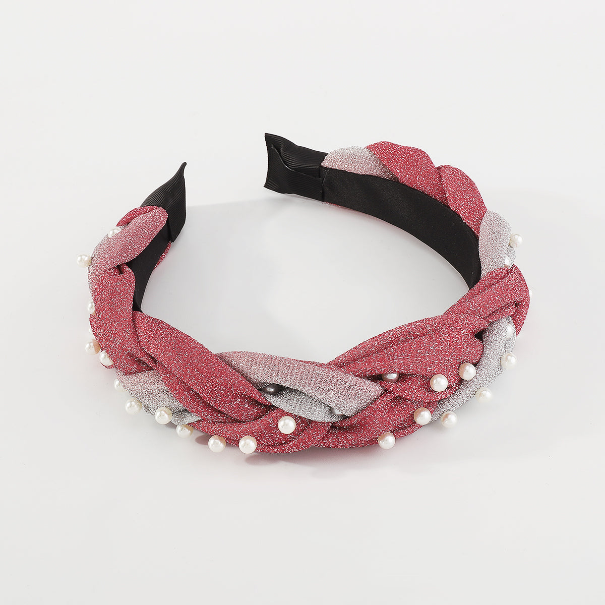 F5688 Shiny Metallic Braids w/Pearl Headbands