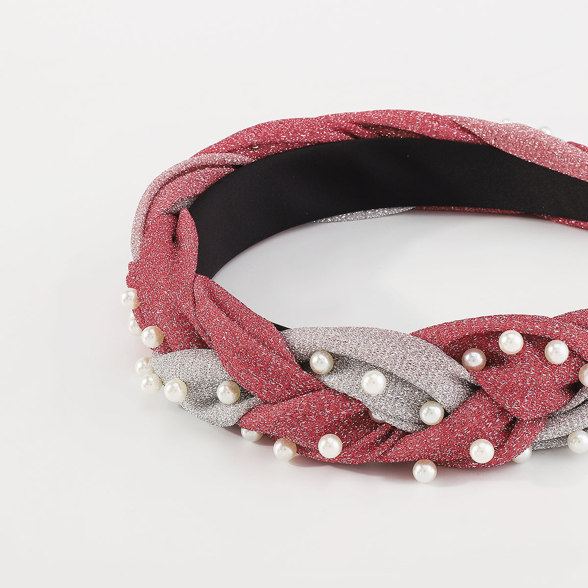 F5688 Shiny Metallic Braids w/Pearl Headbands