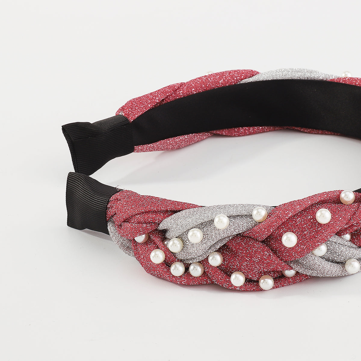 F5688 Shiny Metallic Braids w/Pearl Headbands