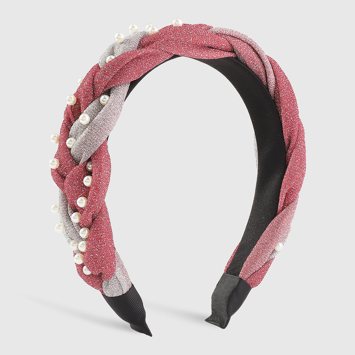 F5688 Shiny Metallic Braids w/Pearl Headbands