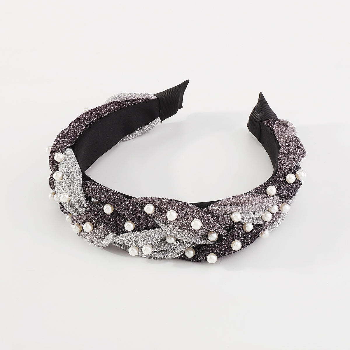 F5688 Shiny Metallic Braids w/Pearl Headbands
