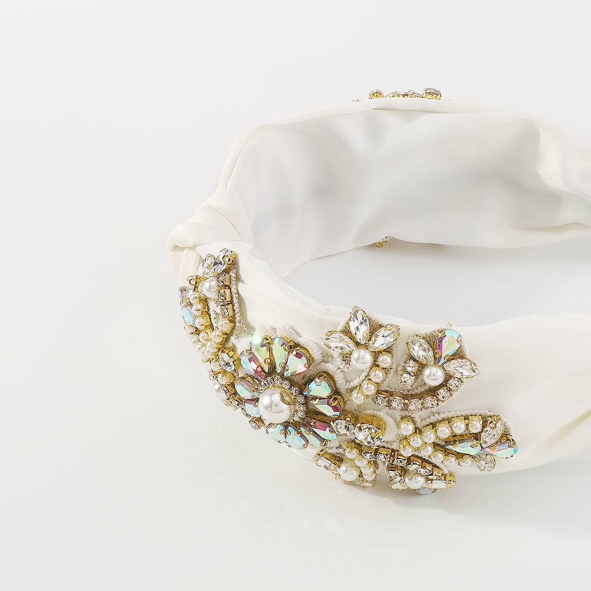 F5750 Luxury Rhinestone Pearl Top Knotted Headband