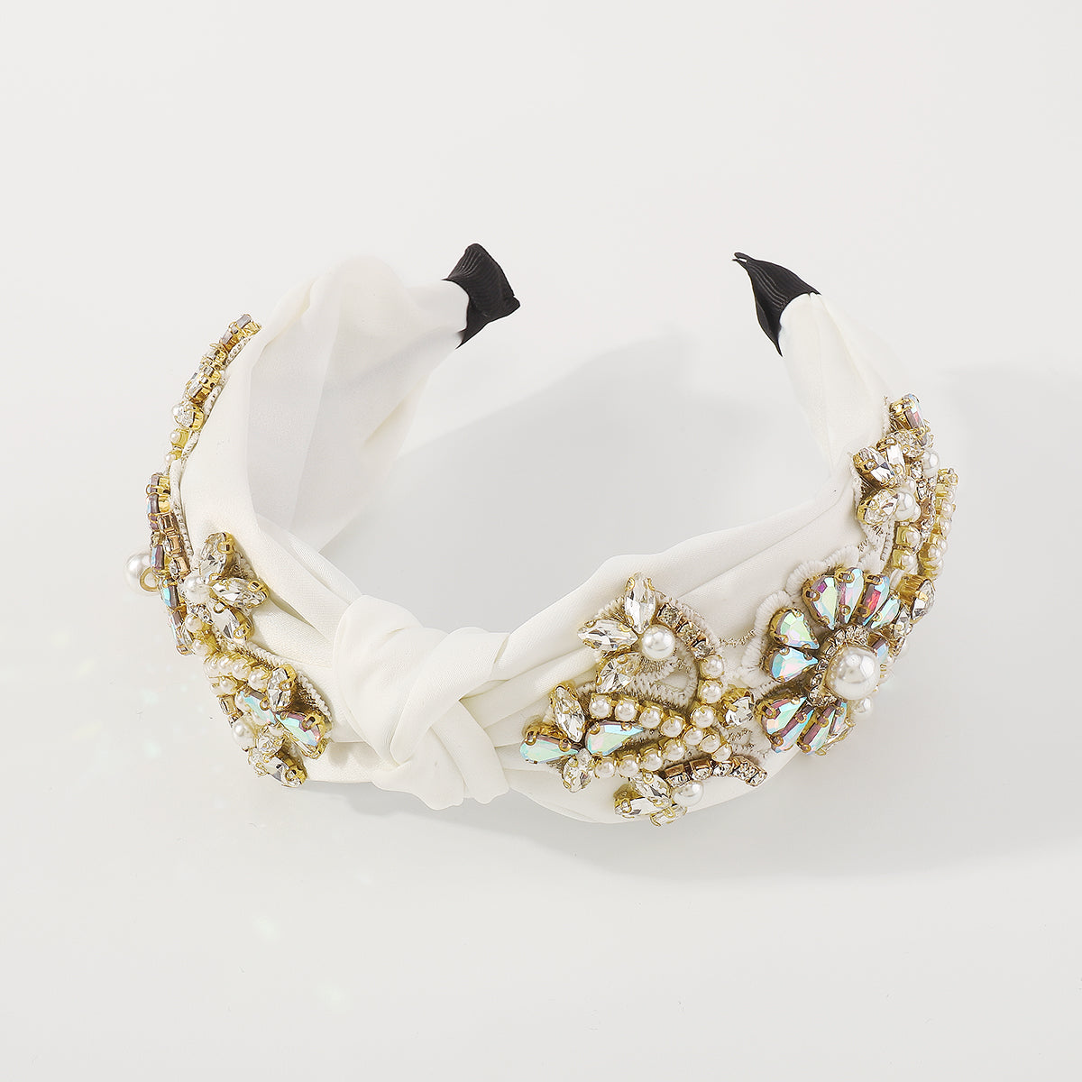 F5750 Luxury Rhinestone Pearl Top Knotted Headband