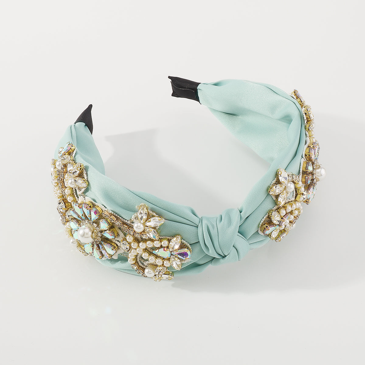 F5750 Luxury Rhinestone Pearl Top Knotted Headband