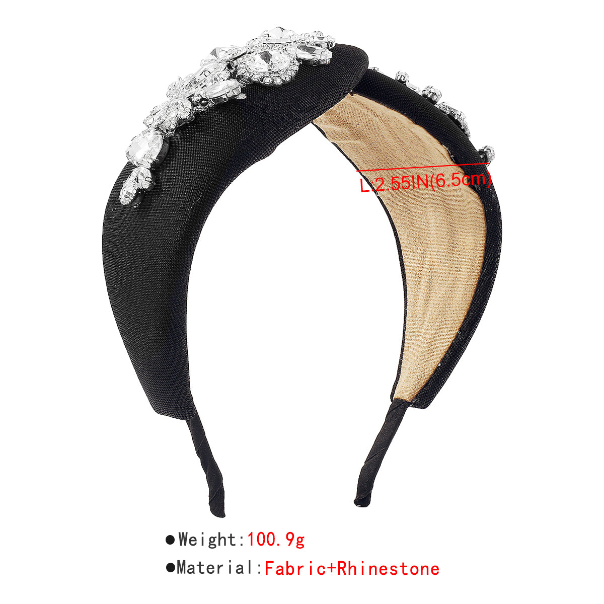 F5756 Luxury Lightly Padded Cross Wedding Headband