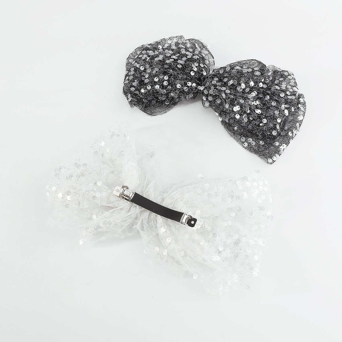 F5773 Lace w/Sequins Mesh Bow Hair Clips Barrettes
