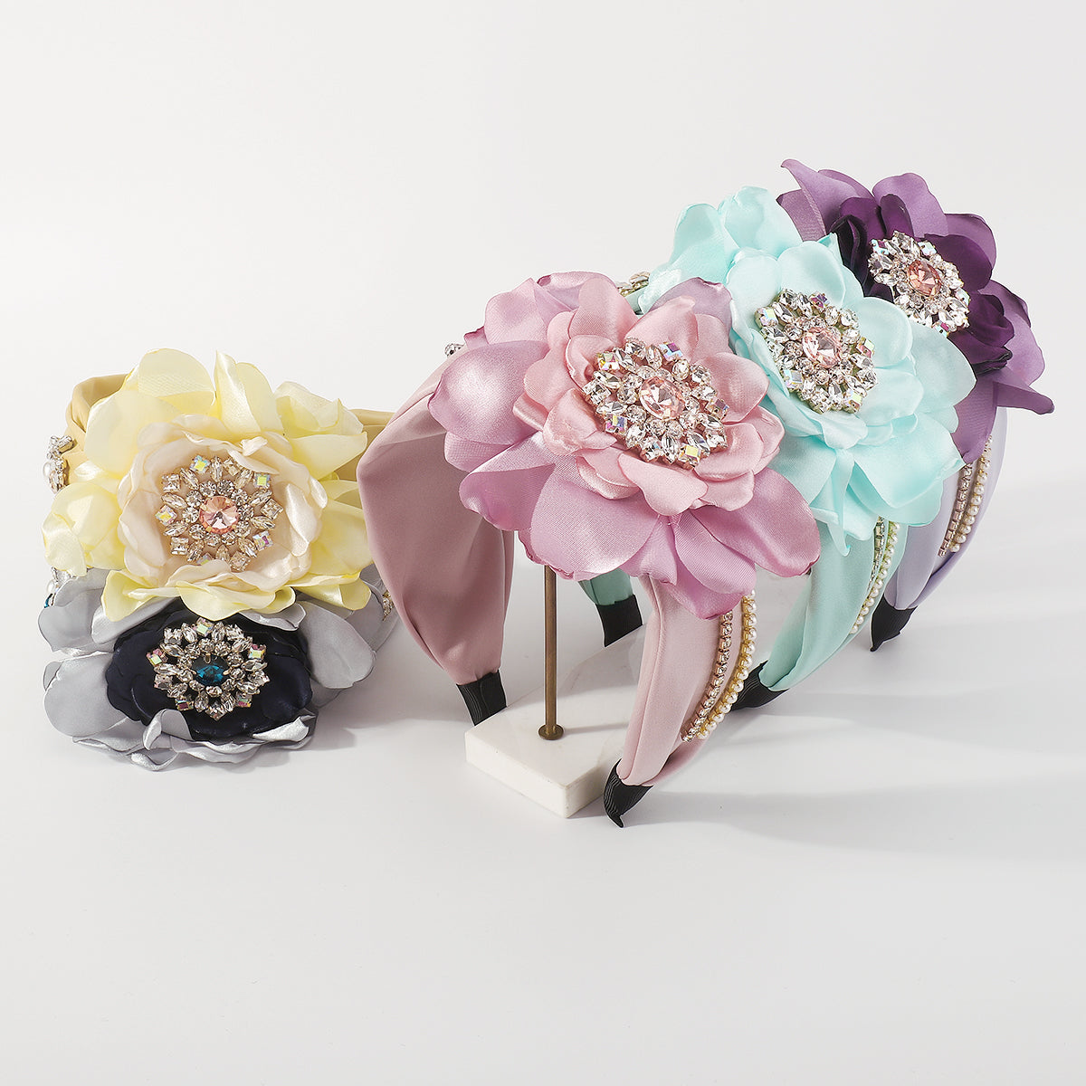 F5786 Luxury Large Flower Crystal Pearl Headband