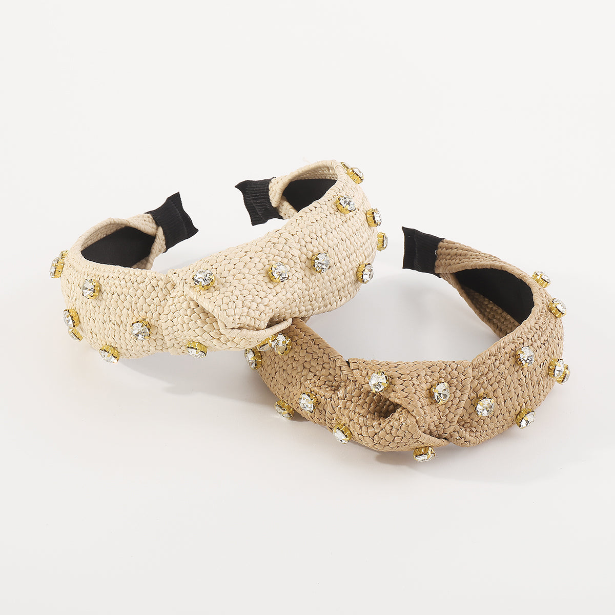 F5792 Raffia Rhinestone Topknot Headbands