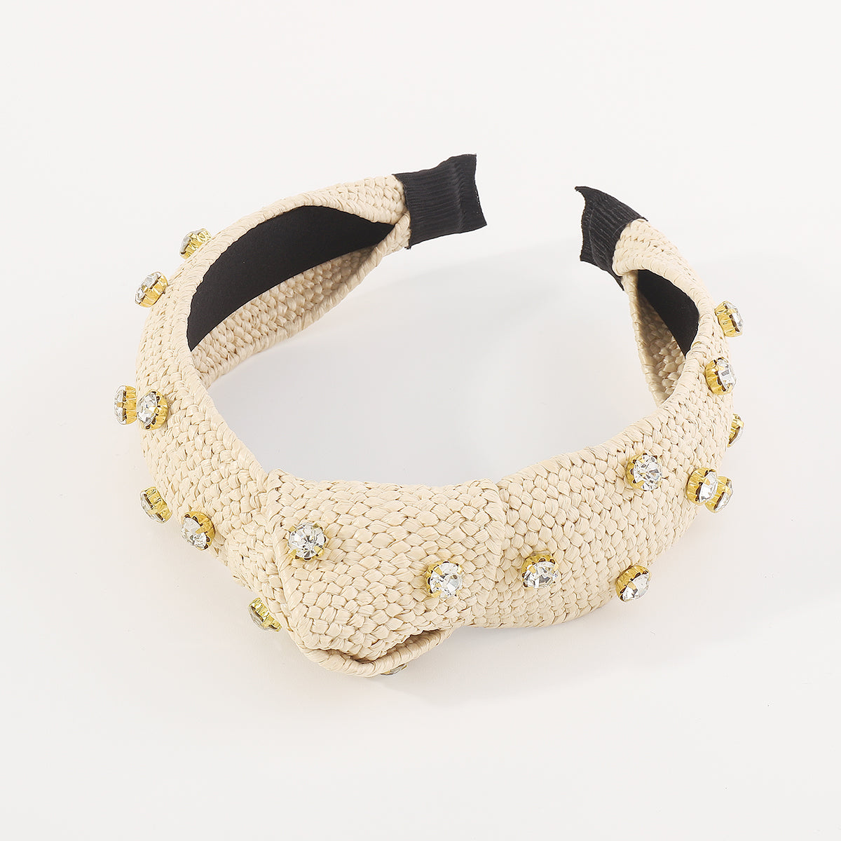 F5792 Raffia Rhinestone Topknot Headbands