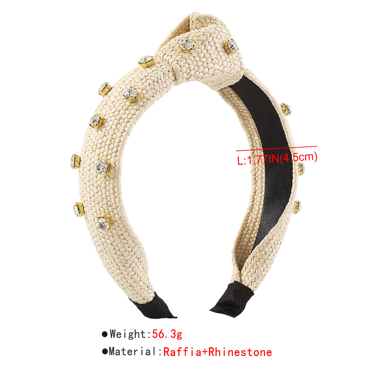 F5792 Raffia Rhinestone Topknot Headbands