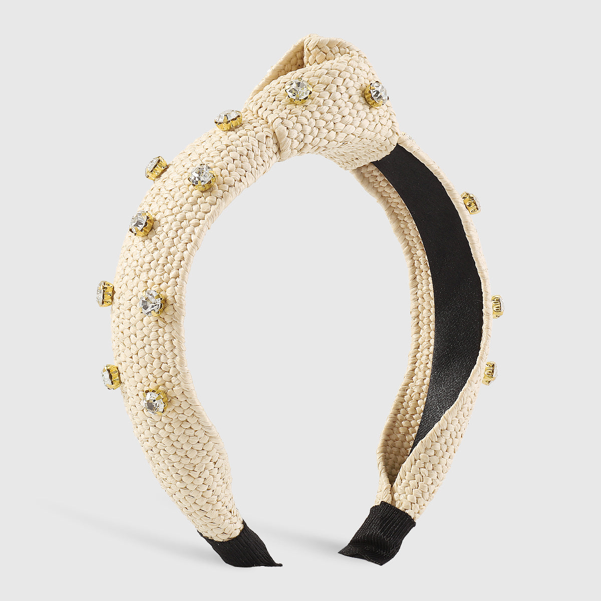 F5792 Raffia Rhinestone Topknot Headbands
