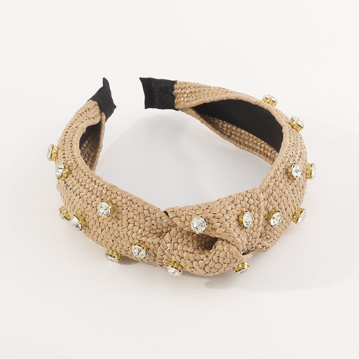 F5792 Raffia Rhinestone Topknot Headbands