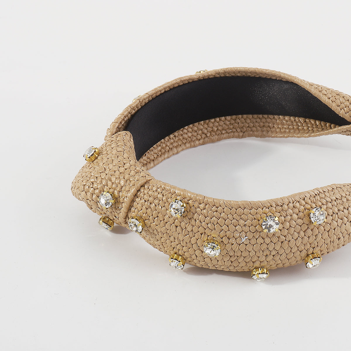 F5792 Raffia Rhinestone Topknot Headbands