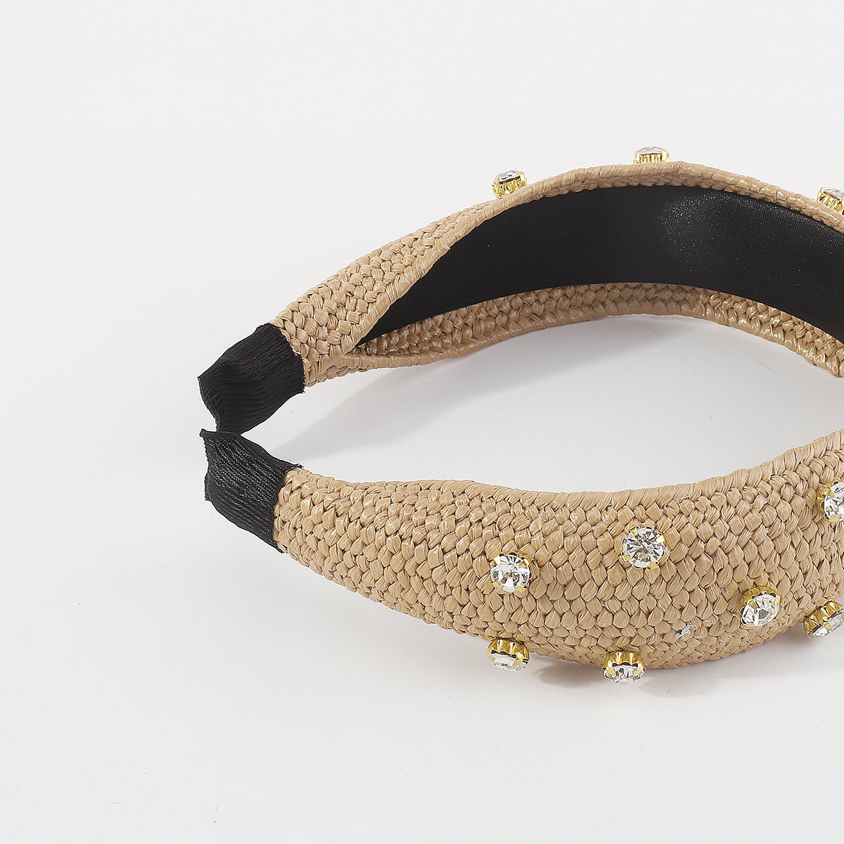 F5792 Raffia Rhinestone Topknot Headbands